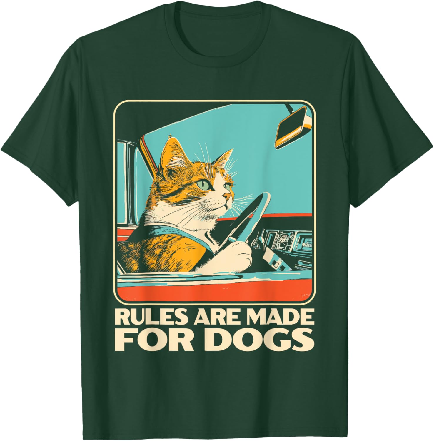 Funny Cat Lover T-Shirt - Rules Are Made for Dogs Cat Design Tee - 14