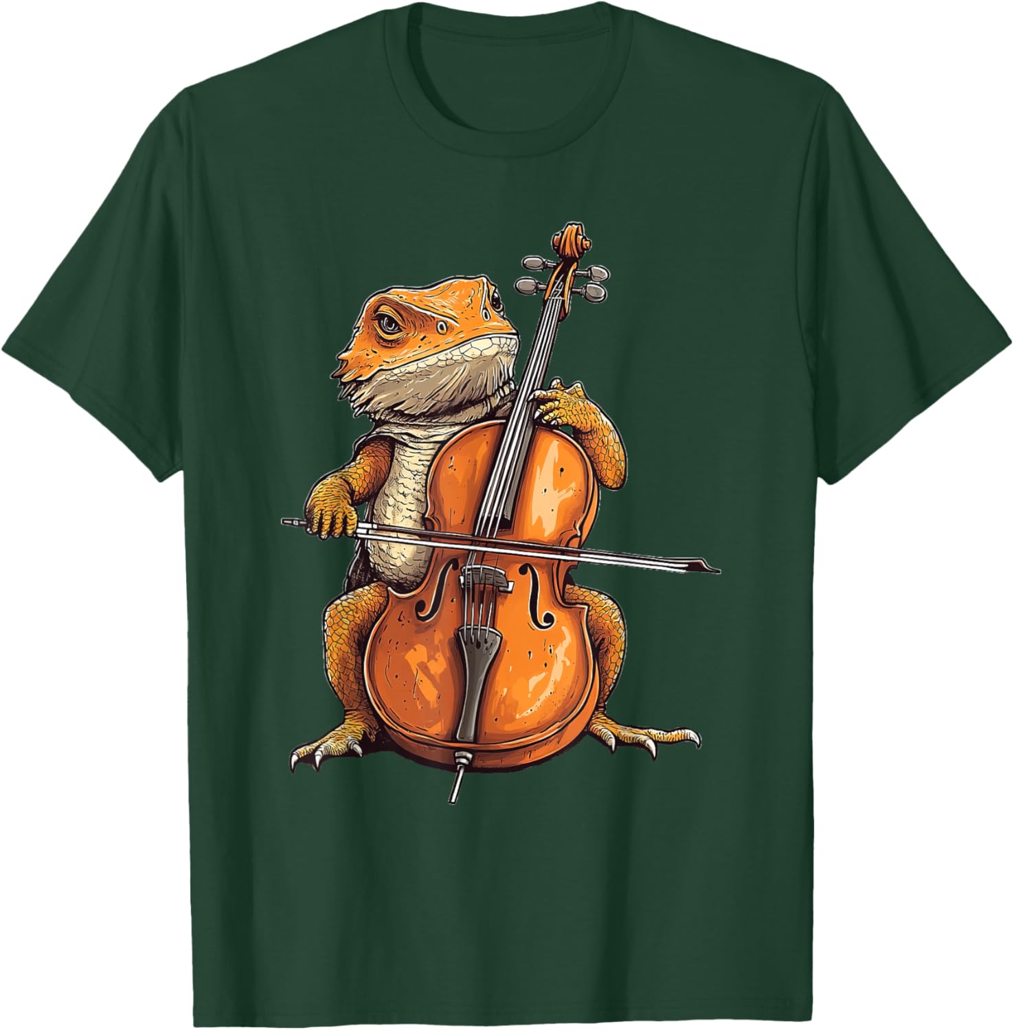 Cute Bearded Dragon Playing Cello Musician T-Shirt for Music Lovers - 5