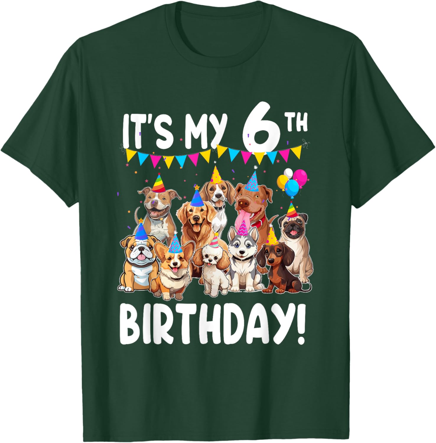 Cute Dogs Lover 6th Birthday T-Shirt for Kids - Fun Birthday Gift! - 19