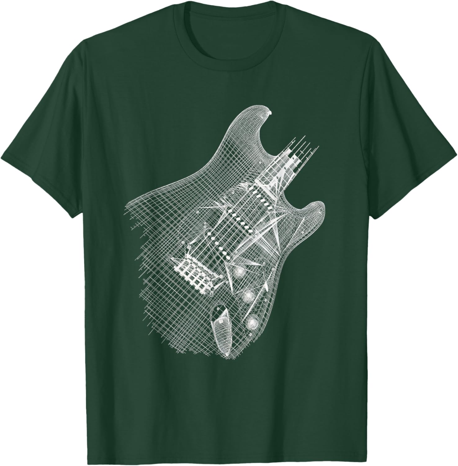 Guitar Wireframe Design T-Shirt for Musicians and Guitarists - 4