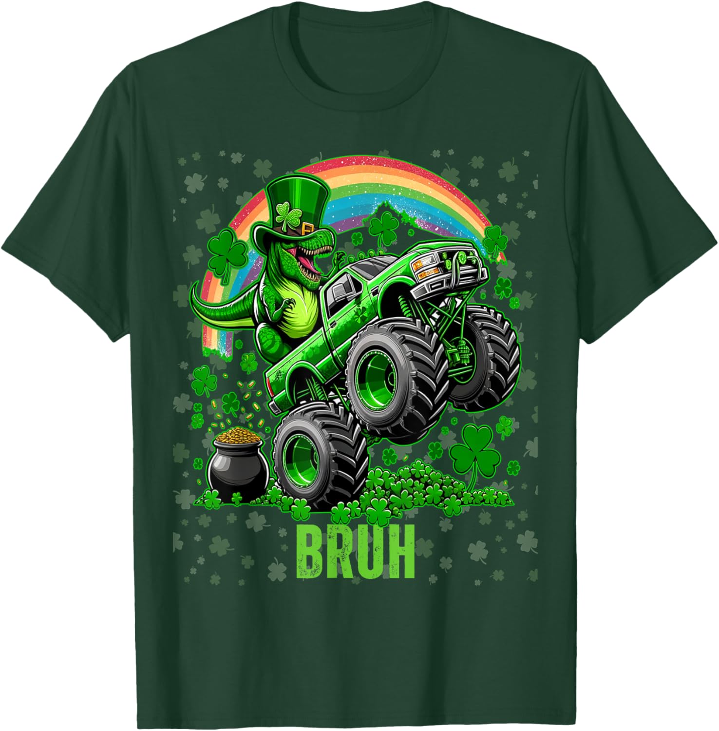 Bruh St Patricks Day Monster Truck Shirt for Festive Fun and Style - 14