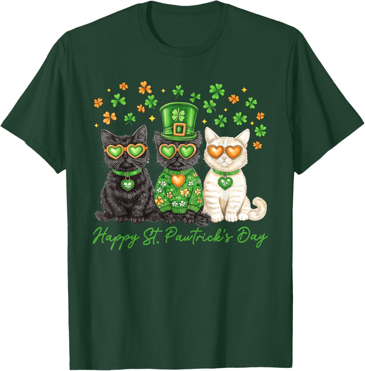Cute Cat St Pawtrick's Day Shamrock T-Shirt for Cat Lovers - 6