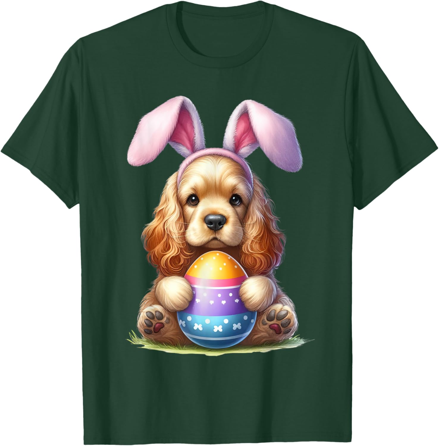 Cute Bunny Cocker Spaniel Easter T-Shirt for Men and Women Celebrating Spring - 4