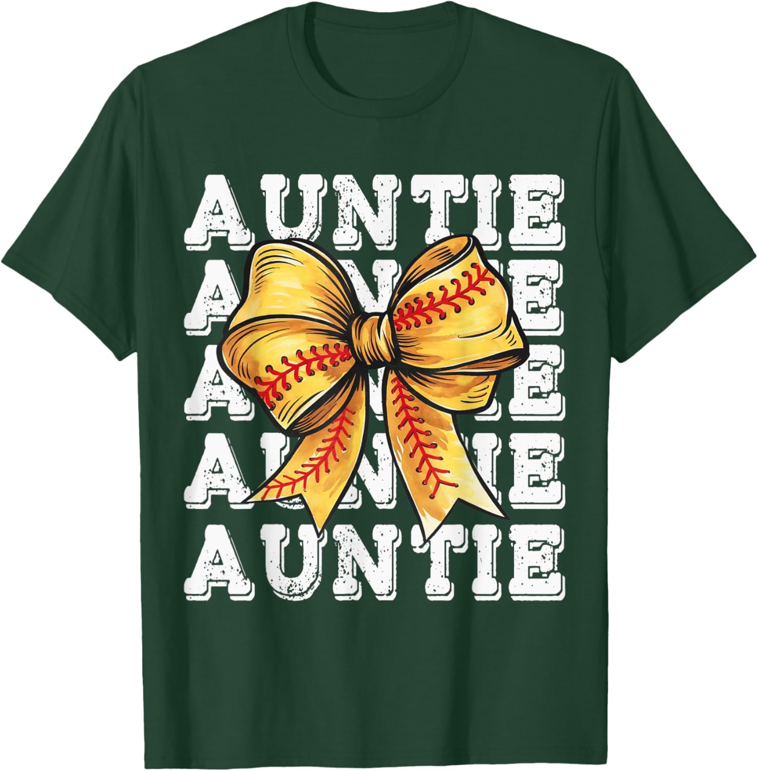 Coquette Softball Auntie Matching Family Bow T-Shirt for Fun Moments - 9