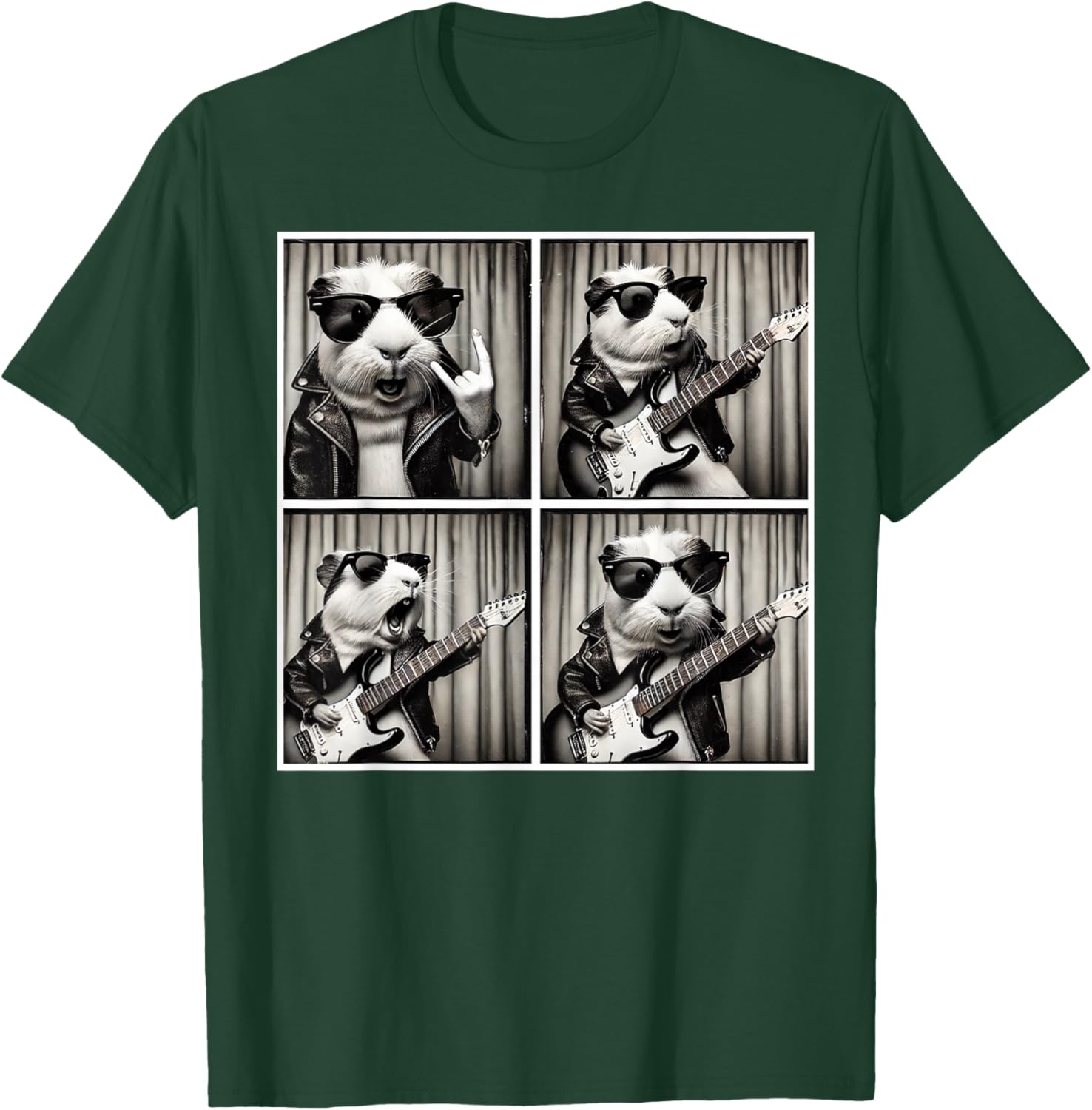 Cute Guinea Pig Electric Guitar T-Shirt for Music Lovers and Pet Fans - 13