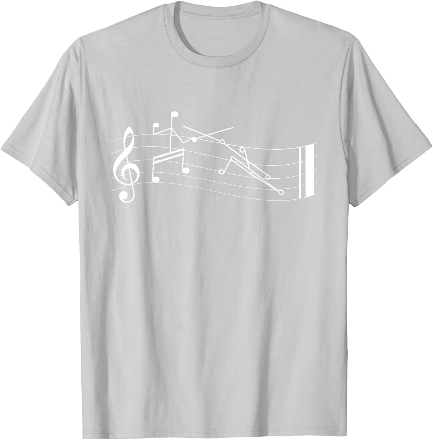 Funny Stick-Figure Music Notes En-garde T-Shirt for Music Lovers - 2