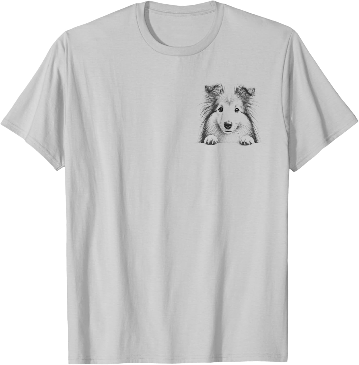 Cute Shetland Sheepdog Peeking Design T-Shirt for Dog Lovers - 5