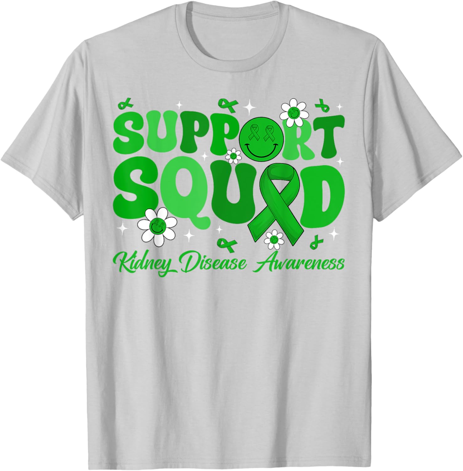 Groovy Support Squad Kidney Disease Awareness Green Ribbon T-Shirt - 5