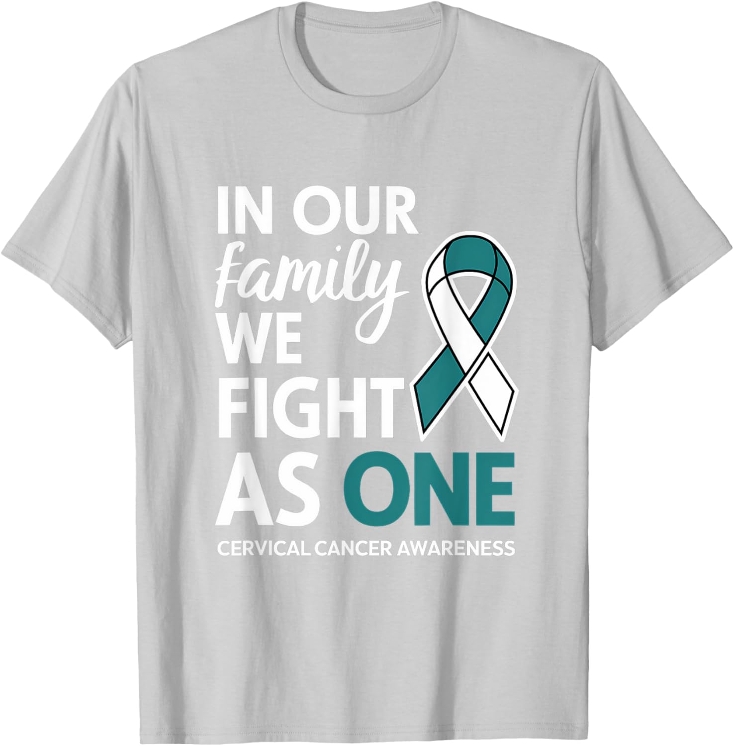 Cervical Cancer Awareness Teal Ribbon Family T-Shirt for Hope and Unity - 10