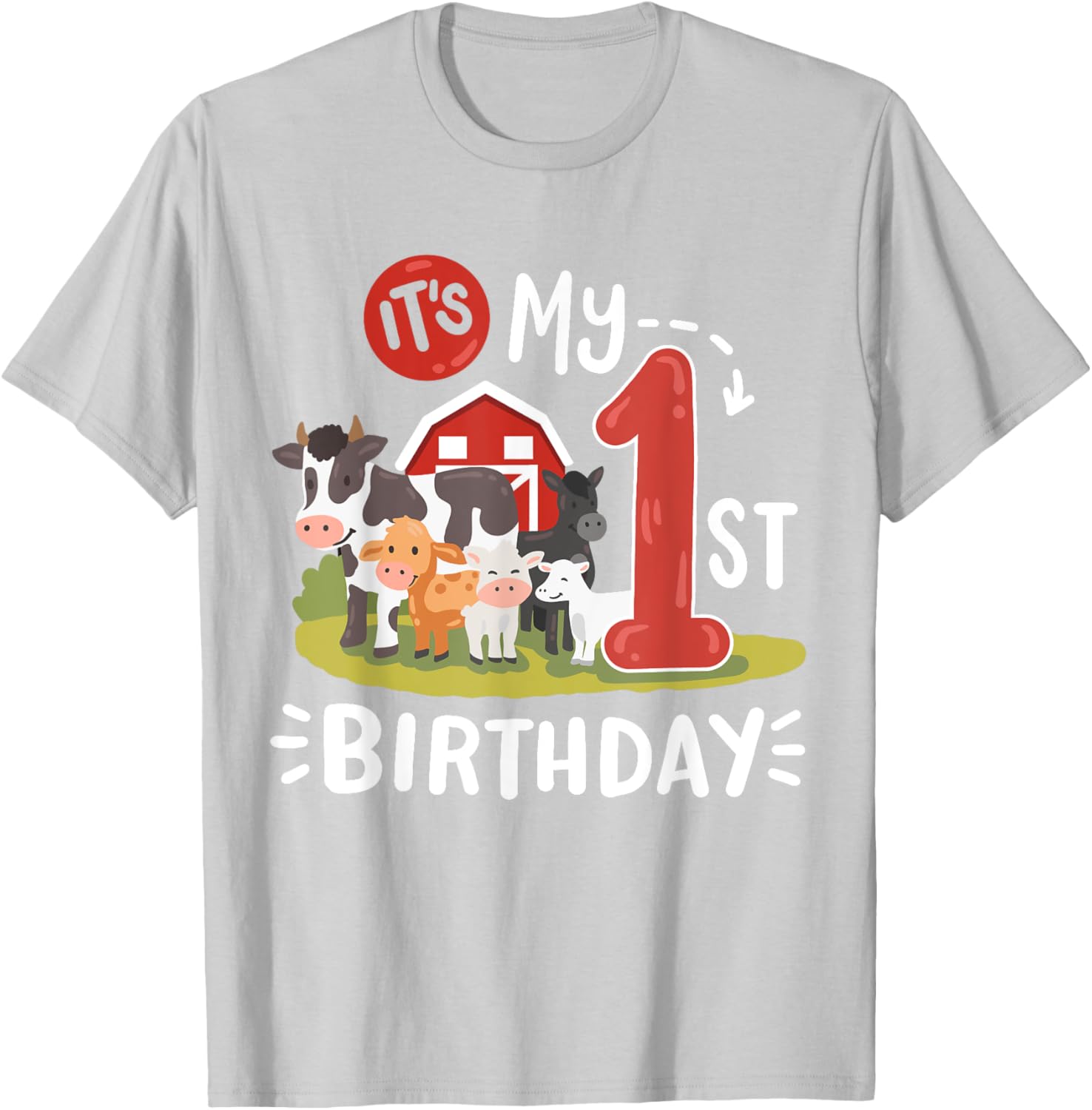 Farm Animals 1st Birthday Party T-Shirt for Kids Fun and Cute Design - 13