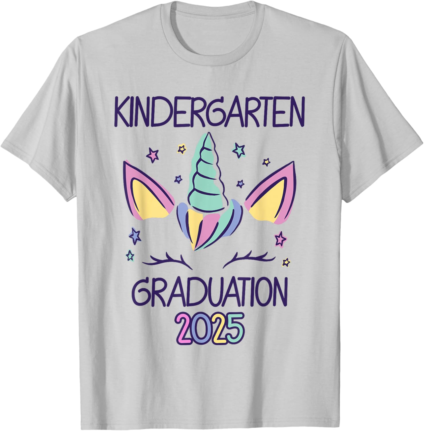Cute Unicorn Kindergarten Graduation 2025 T-Shirt for Kids - 8