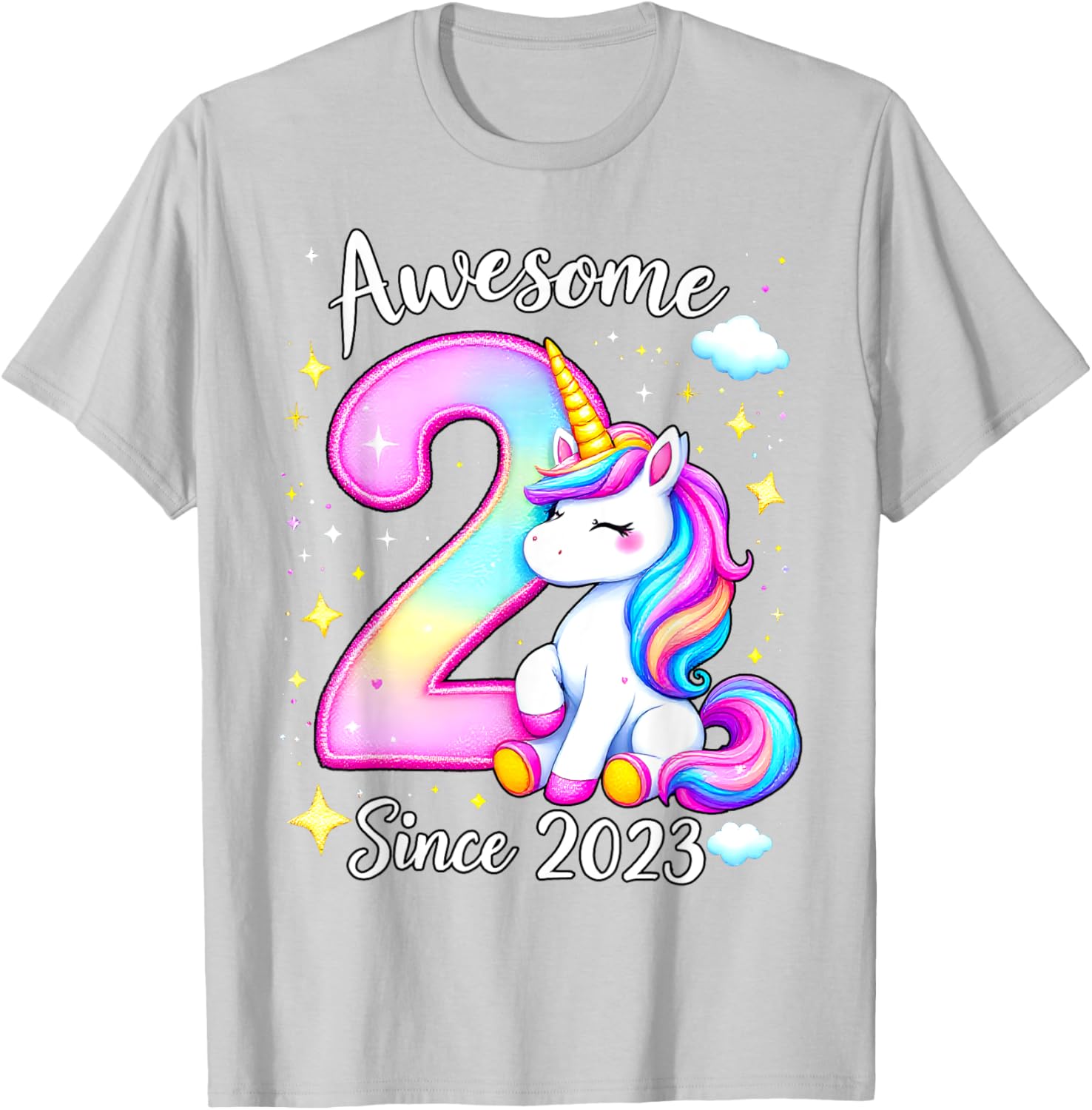 Cute Unicorn 2nd Birthday Girls T-Shirt for Awesome Celebrations - 17