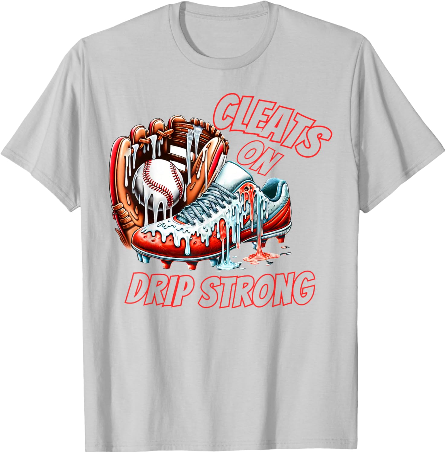 Cool Cleats On Drip Baseball Ice Cream T-Shirt for Kids and Adults - 7