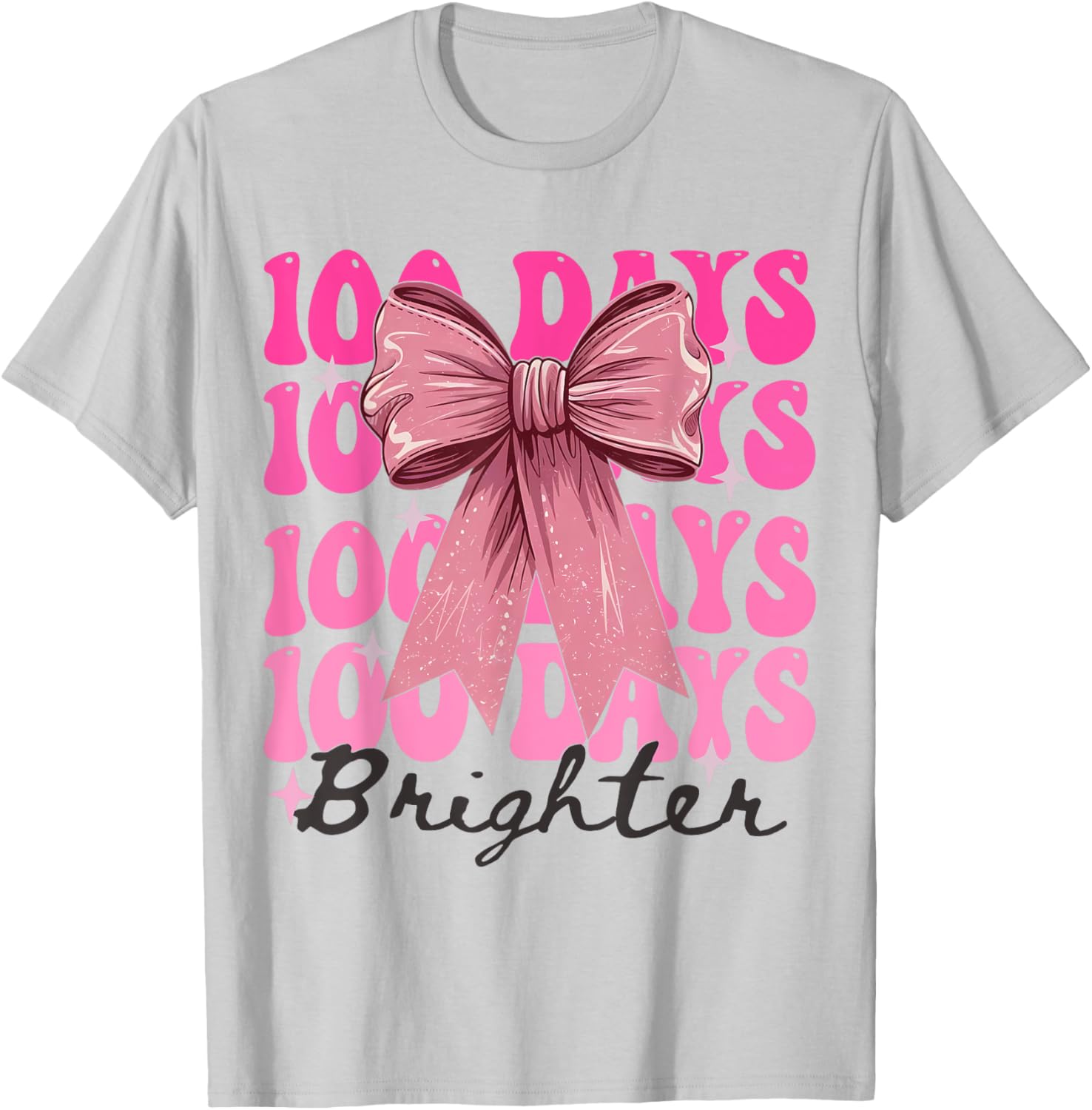 Cute 100 Days of School Girls Coquette Bow T-Shirt for Celebrations - 1