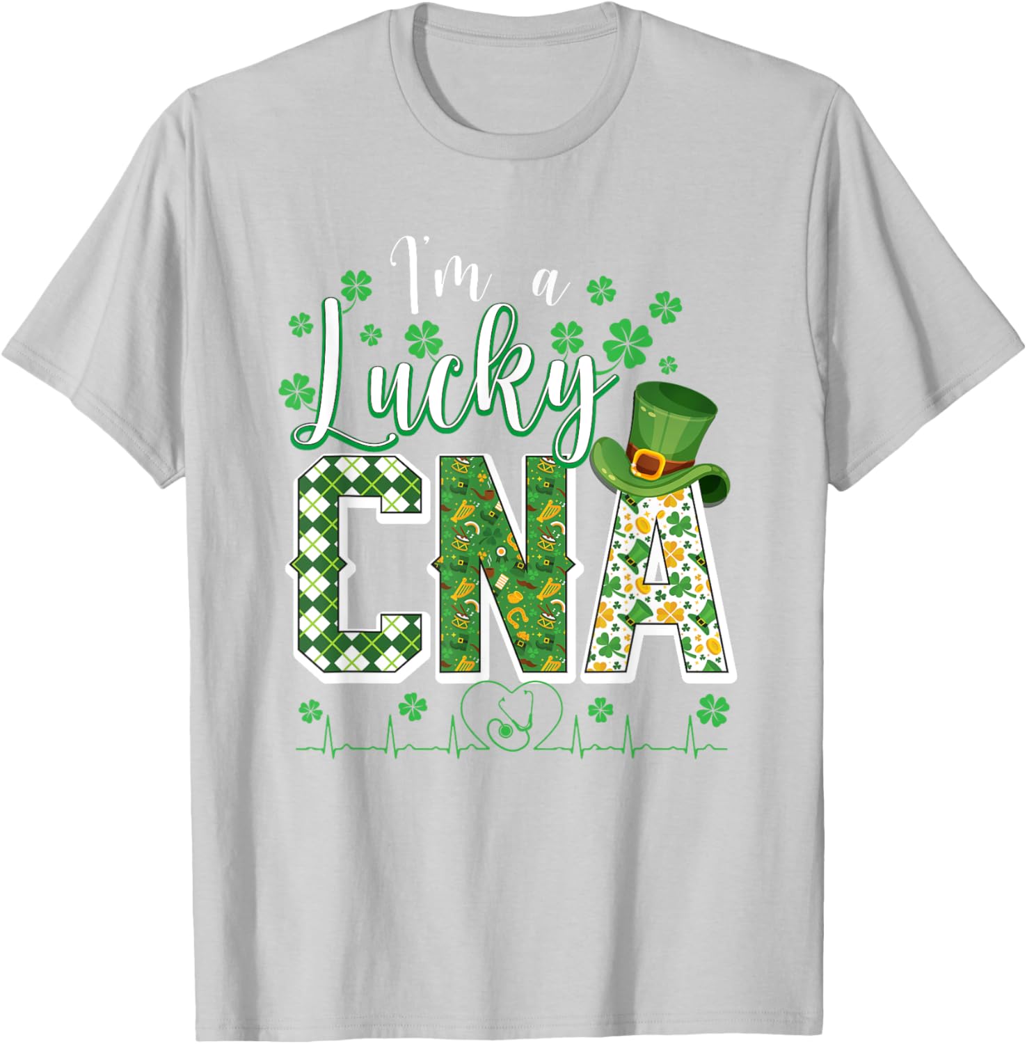 Funny Lucky CNA Nurse Shamrock St Patrick's Day T-Shirt for Scrubs - 27