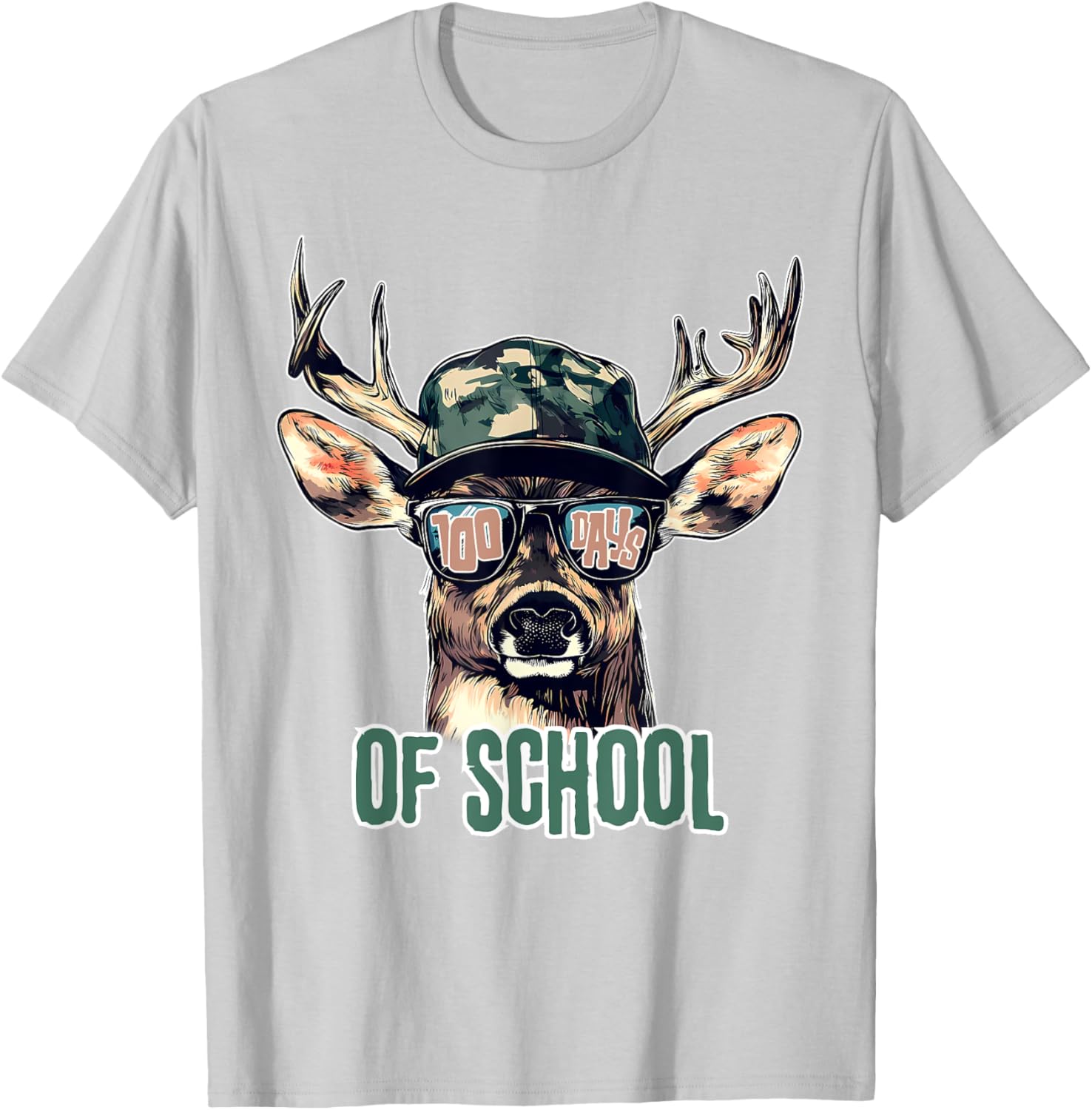 Bucked 100 Days of School Deer Hunting T-Shirt for Kids and Teens - 25