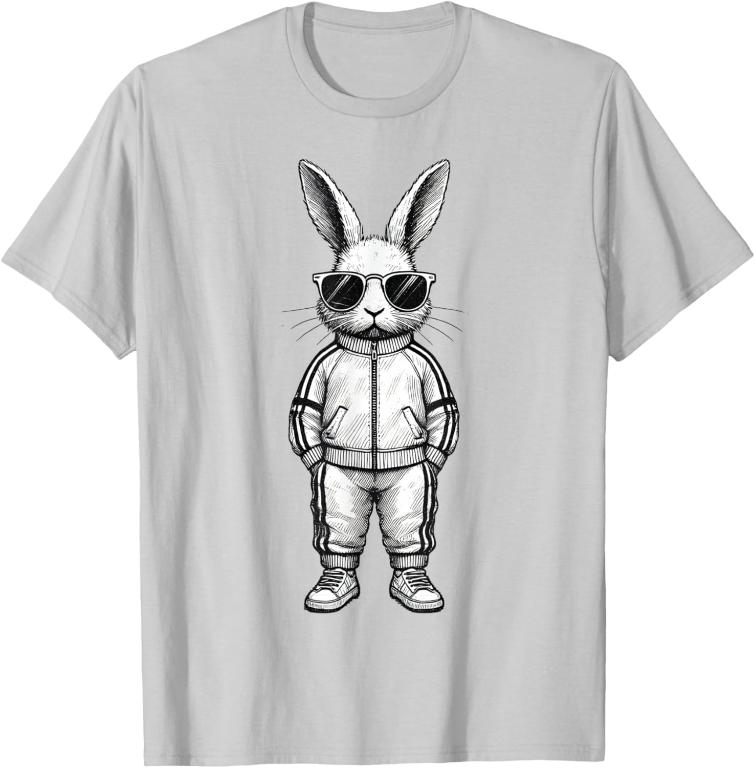 Cool Bunny Face with Sunglasses Easter T-Shirt for Boys and Kids - 5