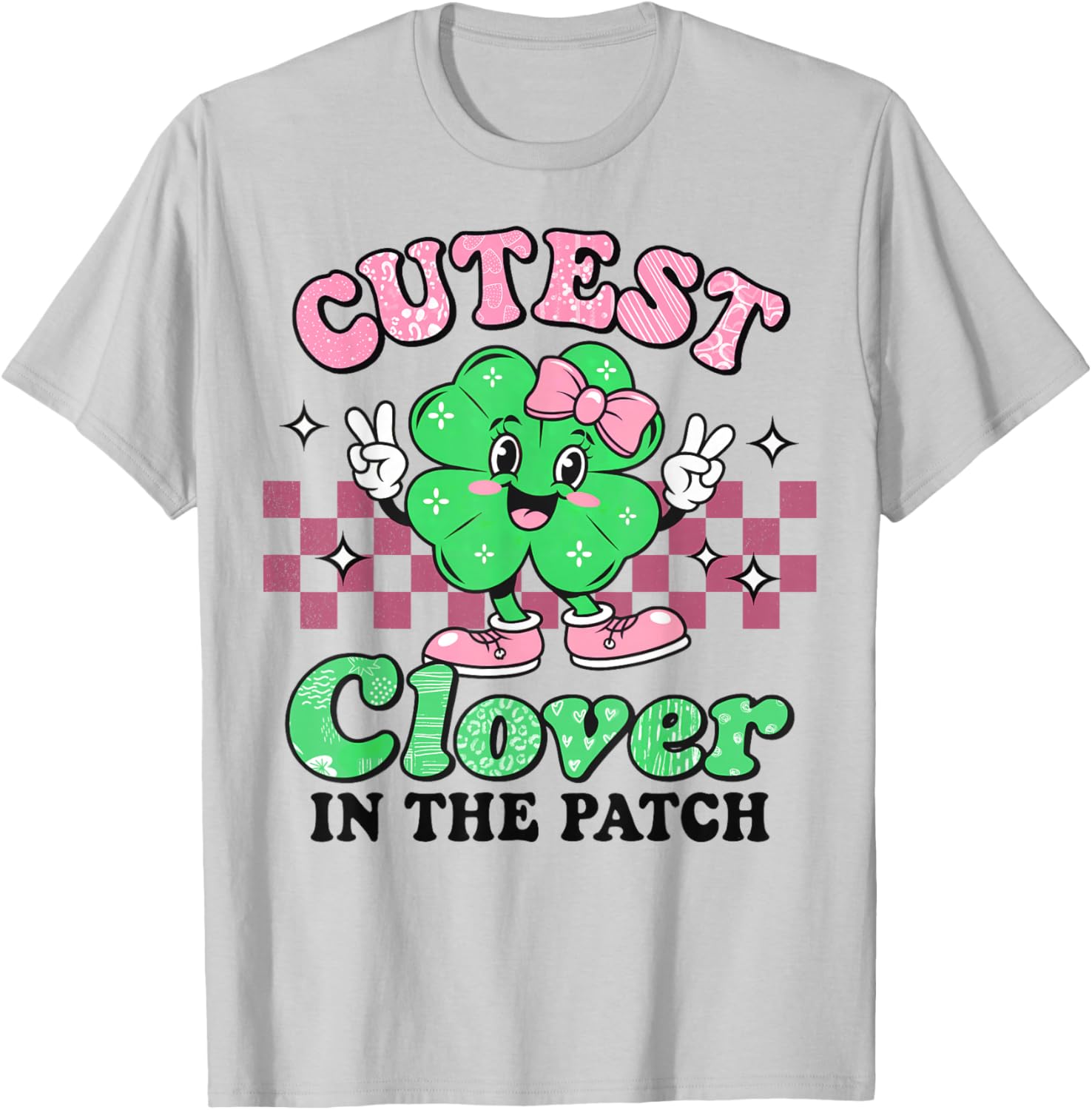Cutest Clover In The Patch Girls St Patricks Day Retro T-Shirt - 4