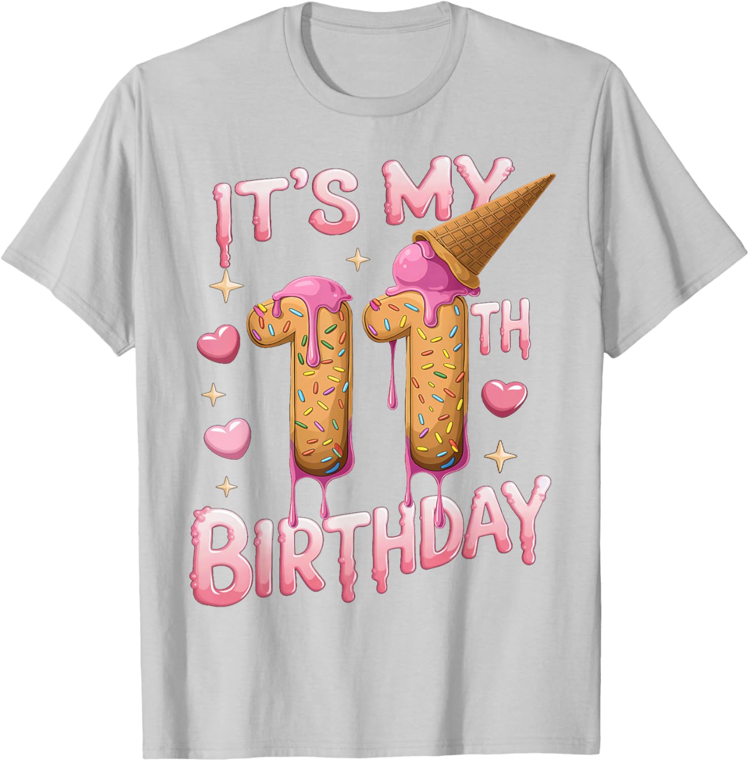 Cute Ice Cream 11th Birthday Shirt for Girls - Perfect Birthday Gift T-Shirt - 6