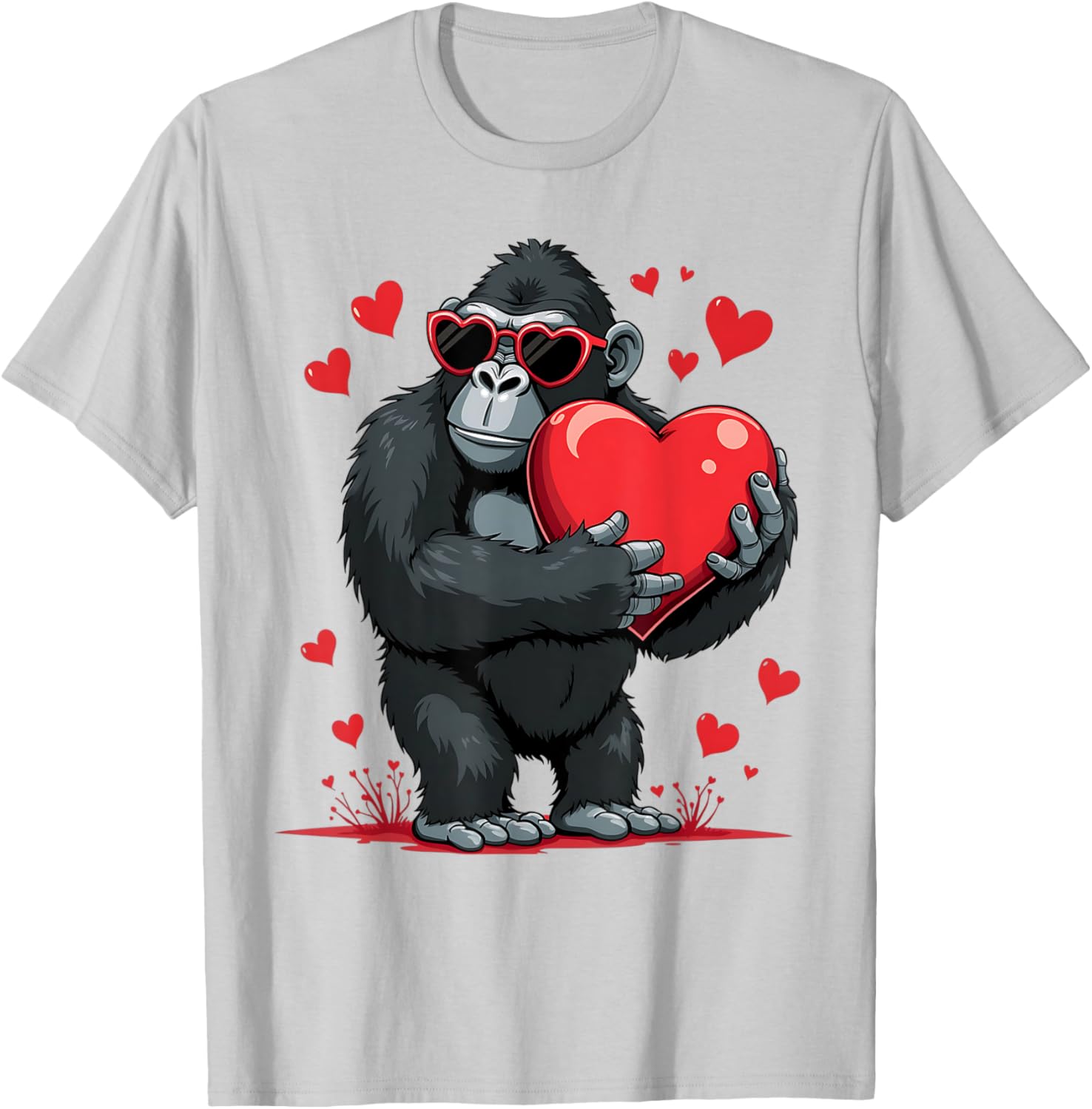 Funny Gorilla Heart Sunglasses T-Shirt for Boys Perfect for Valentine's Day - 16