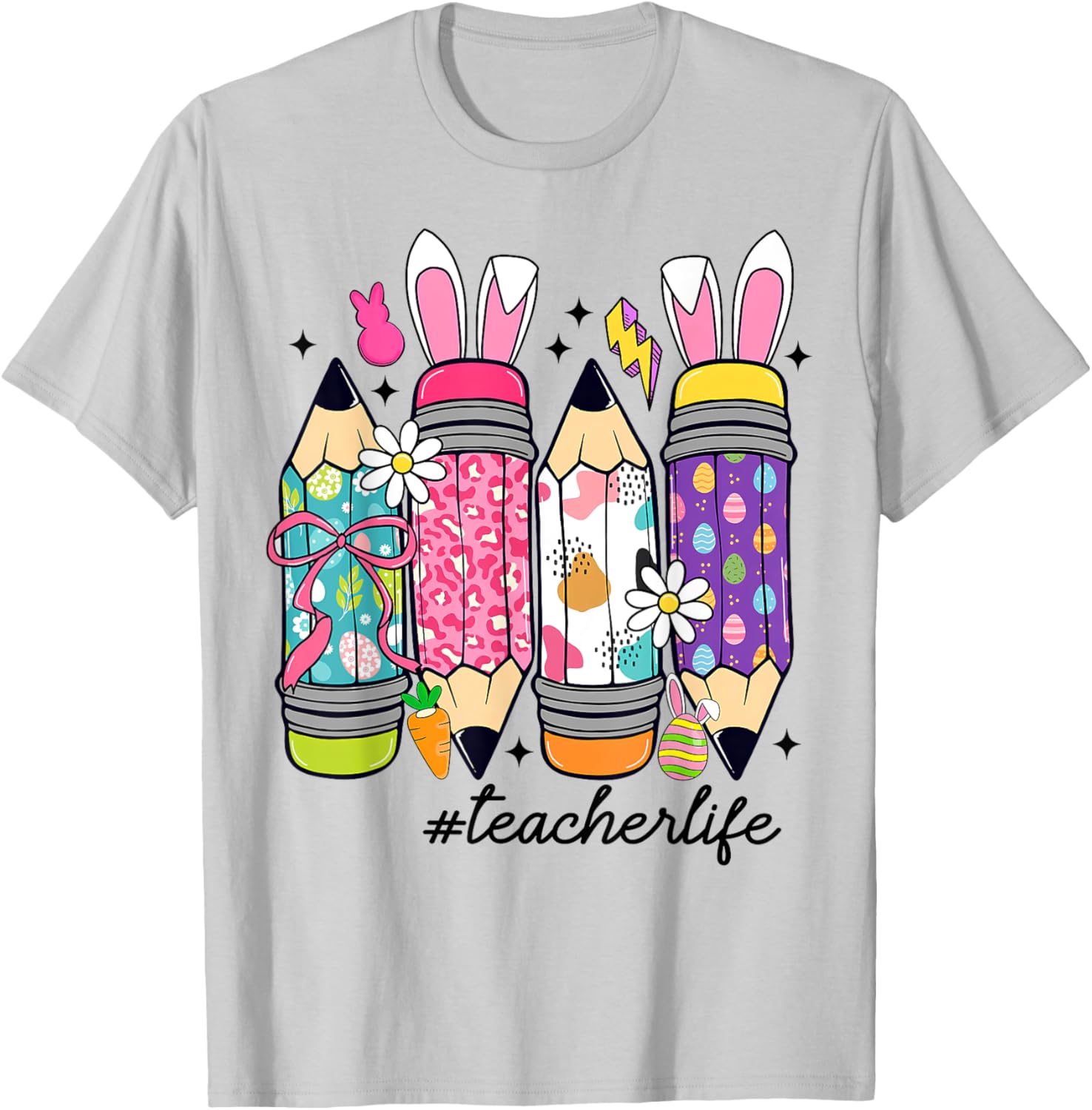 Coquette Bow Easter Bunny Teacher Life T-Shirt for Fun Classroom Style - 18