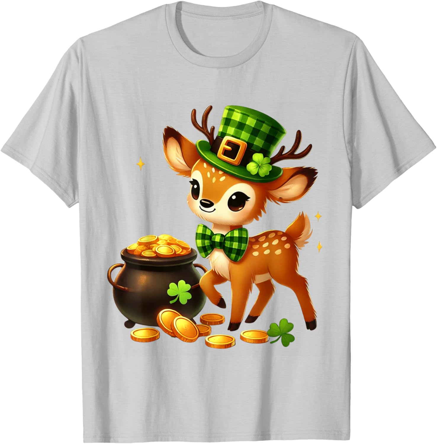 Cute Deer Leprechaun St Patrick's Day T-Shirt for Kids Fun Party Wear - 16