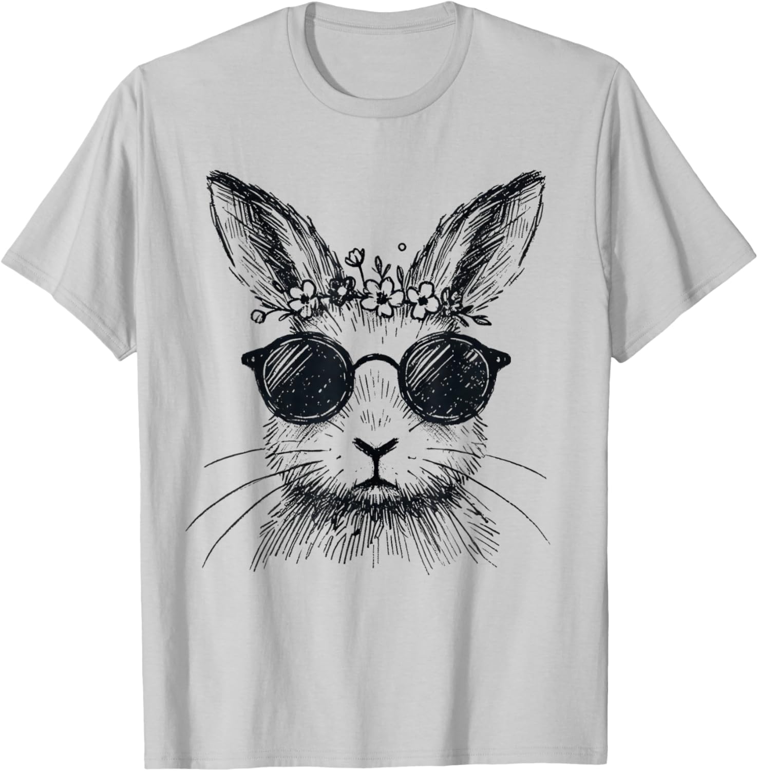 Bunny Face Flower Crown Easter T-Shirt for Women and Girls - 8