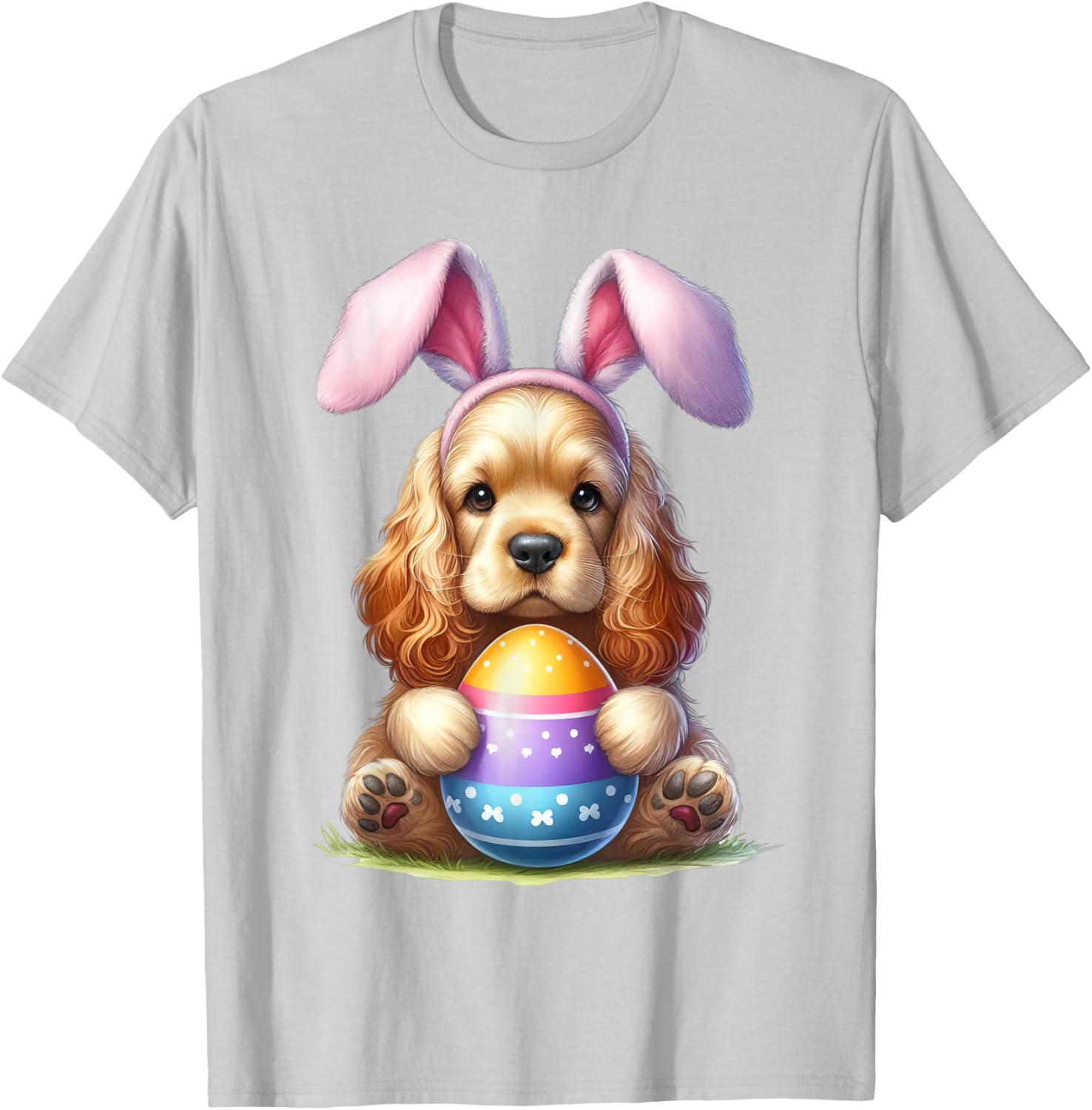 Cute Bunny Cocker Spaniel Easter T-Shirt for Men and Women Celebrating Spring - 9