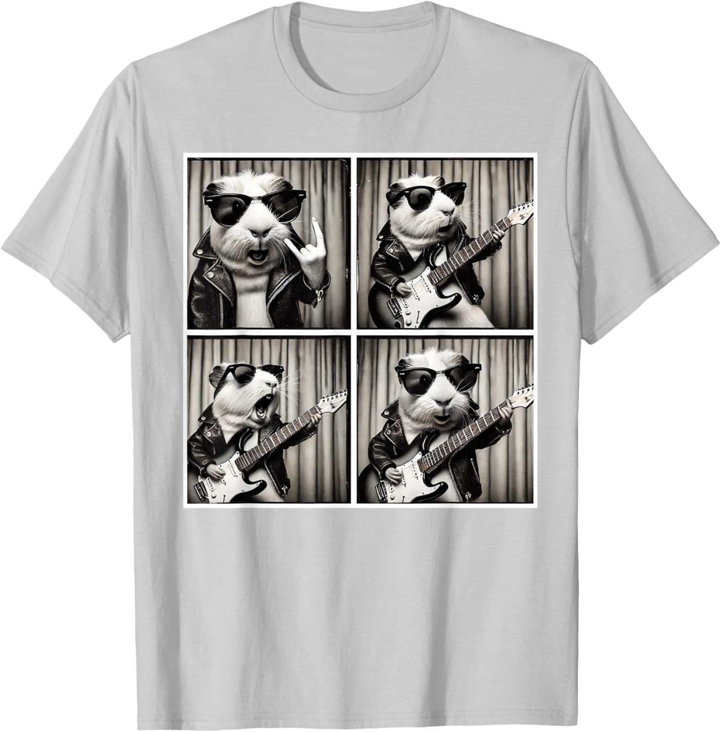 Cute Guinea Pig Electric Guitar T-Shirt for Music Lovers and Pet Fans - 1