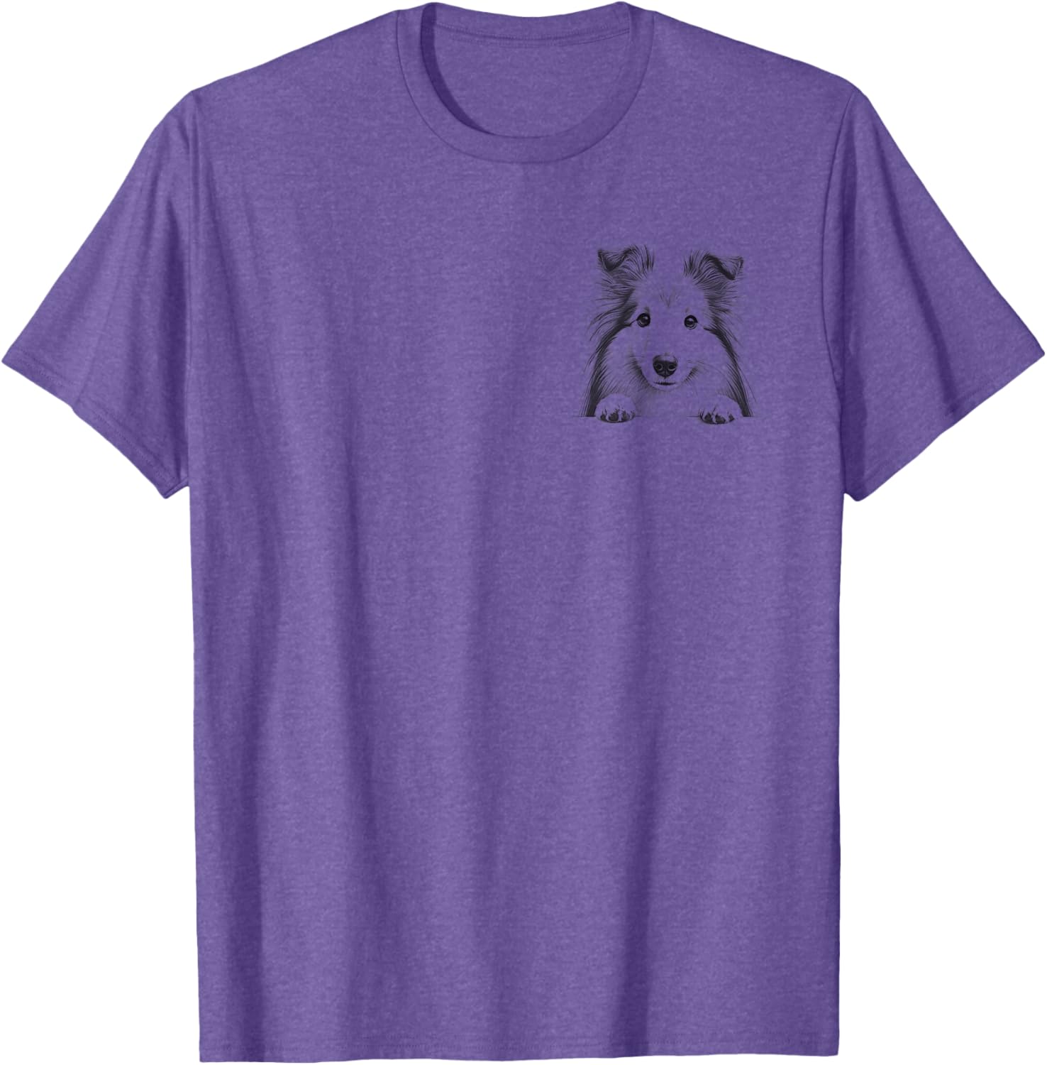 Cute Shetland Sheepdog Peeking Design T-Shirt for Dog Lovers - 3