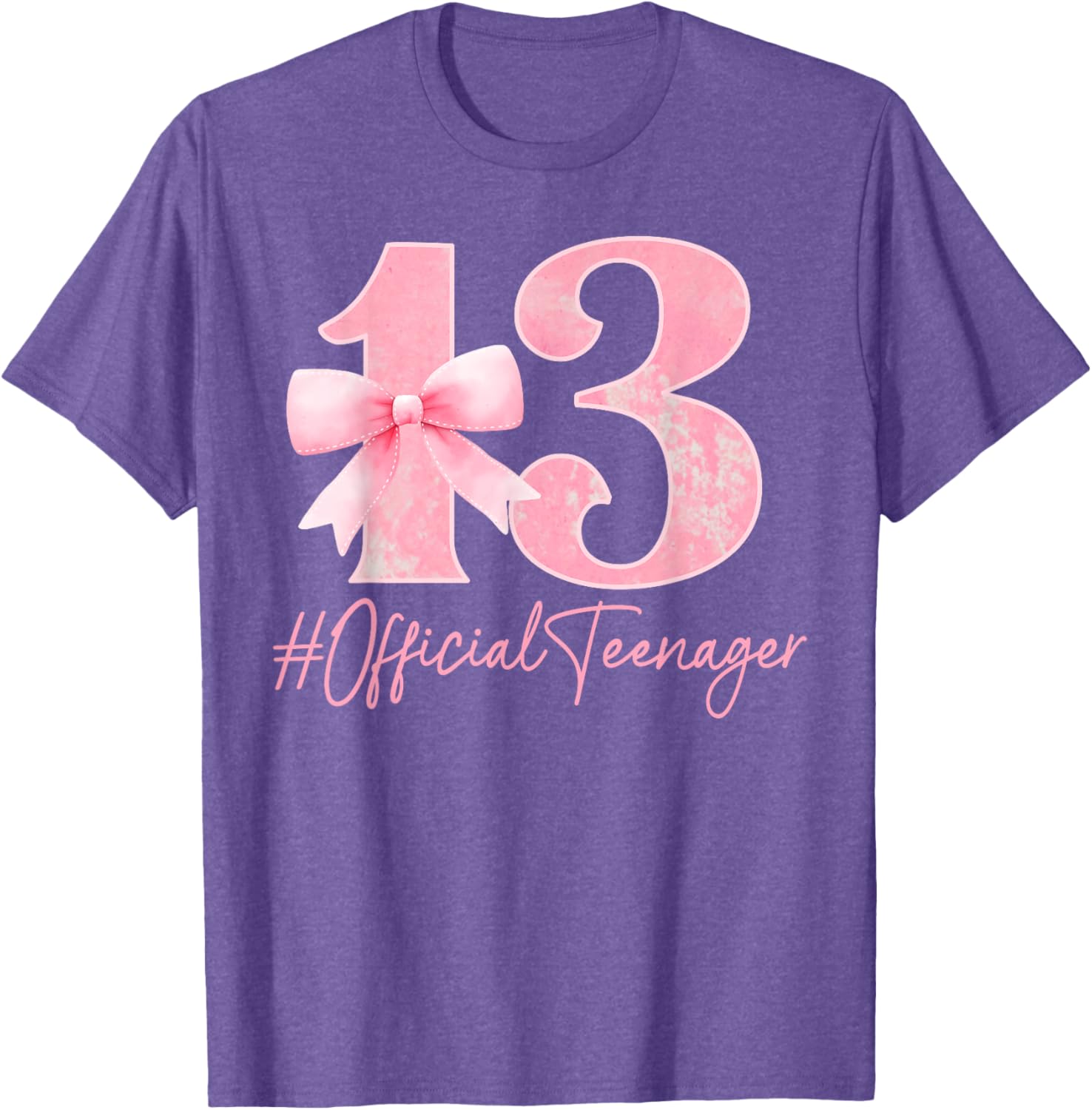 Cute Pink 13th Birthday Coquette Bow T-Shirt for Girls Turning 13 - 1