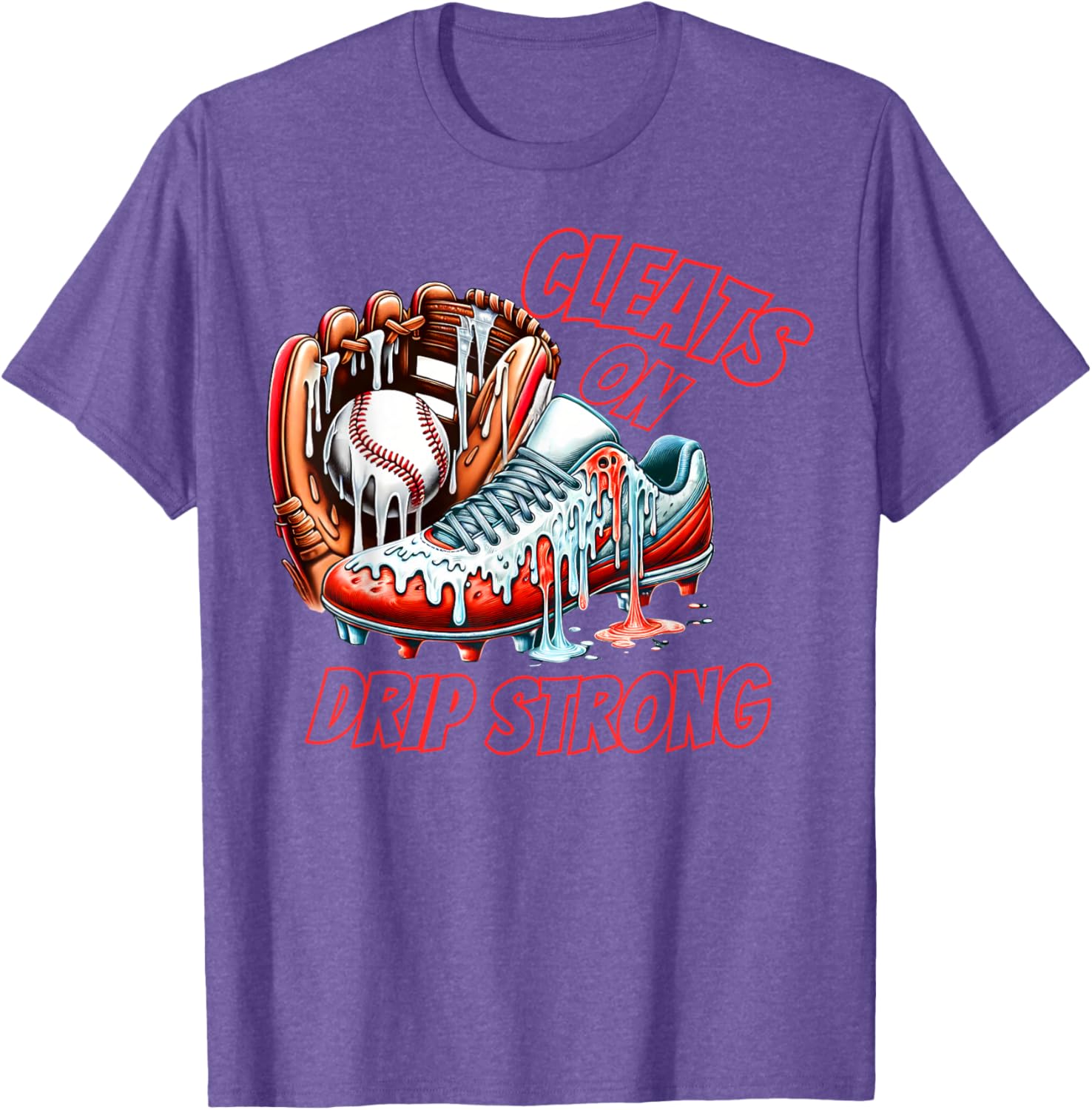 Cool Cleats On Drip Baseball Ice Cream T-Shirt for Kids and Adults - 17