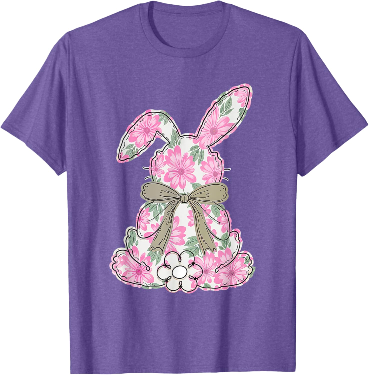 Coquette Floral Easter Bunny Kids Bow T-Shirt for Spring Celebrations - 10