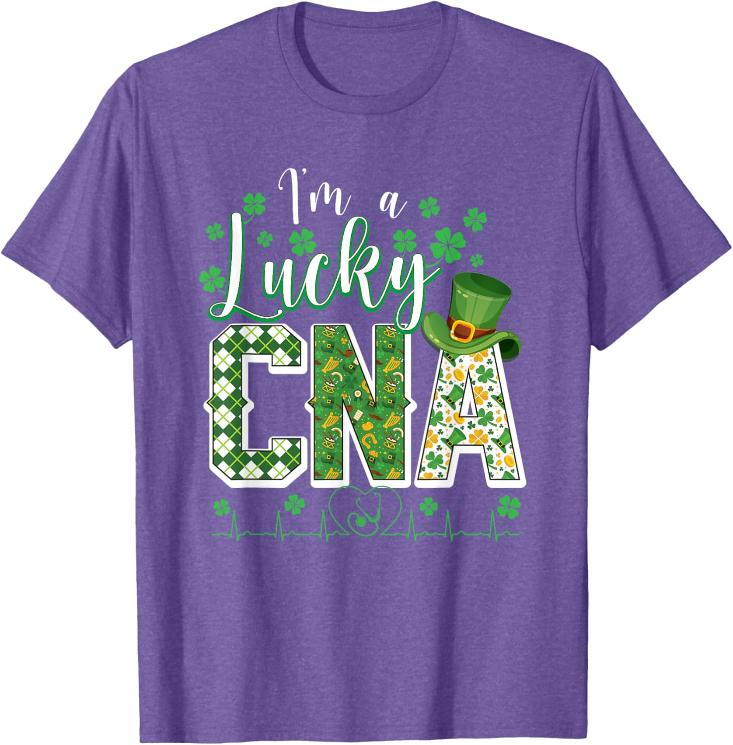 Funny Lucky CNA Nurse Shamrock St Patrick's Day T-Shirt for Scrubs - 25