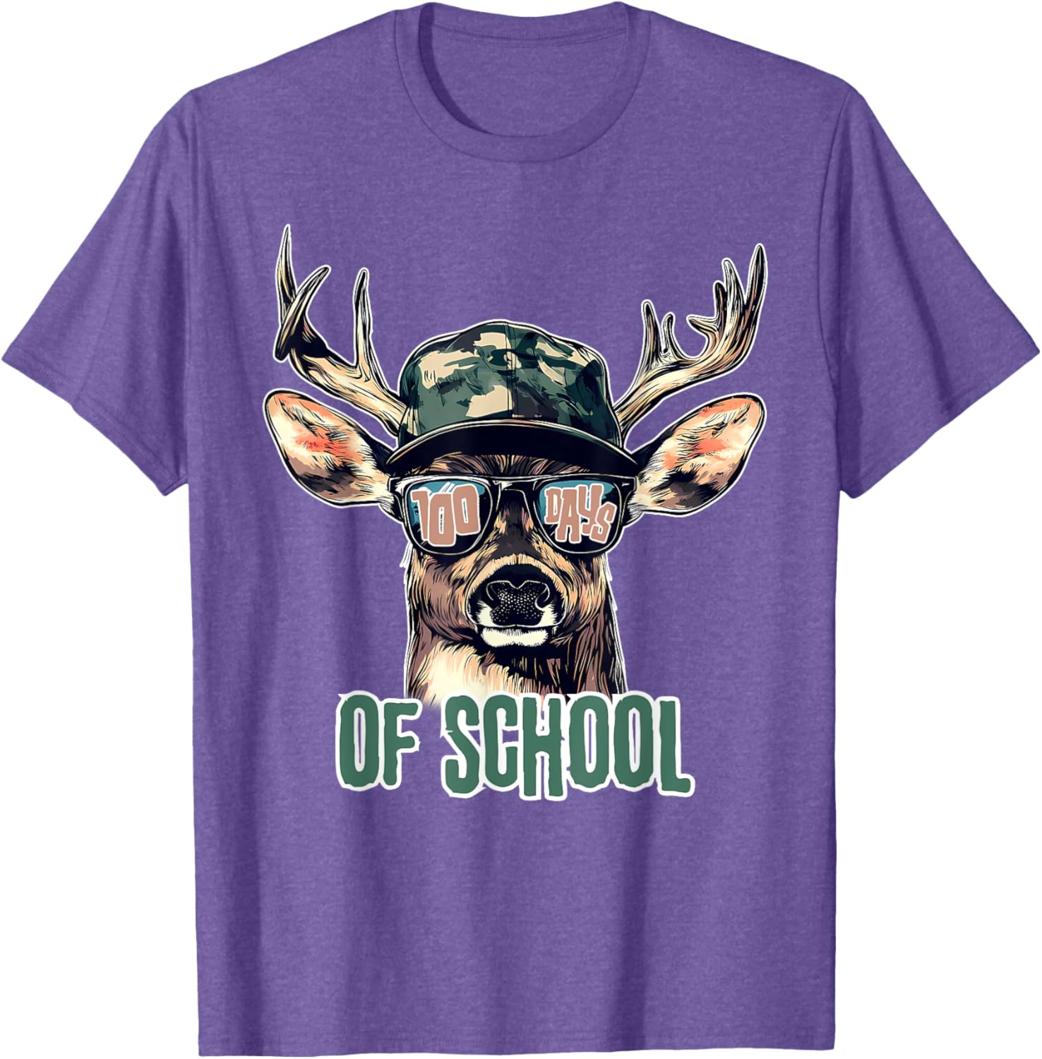 Bucked 100 Days of School Deer Hunting T-Shirt for Kids and Teens - 19