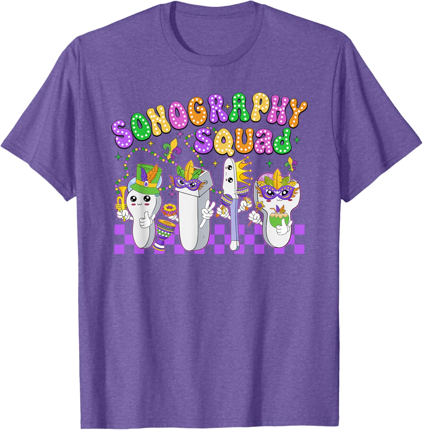 Funny Sonography Squad Mardi Gras Carnival T-Shirt for Sonographers - 6