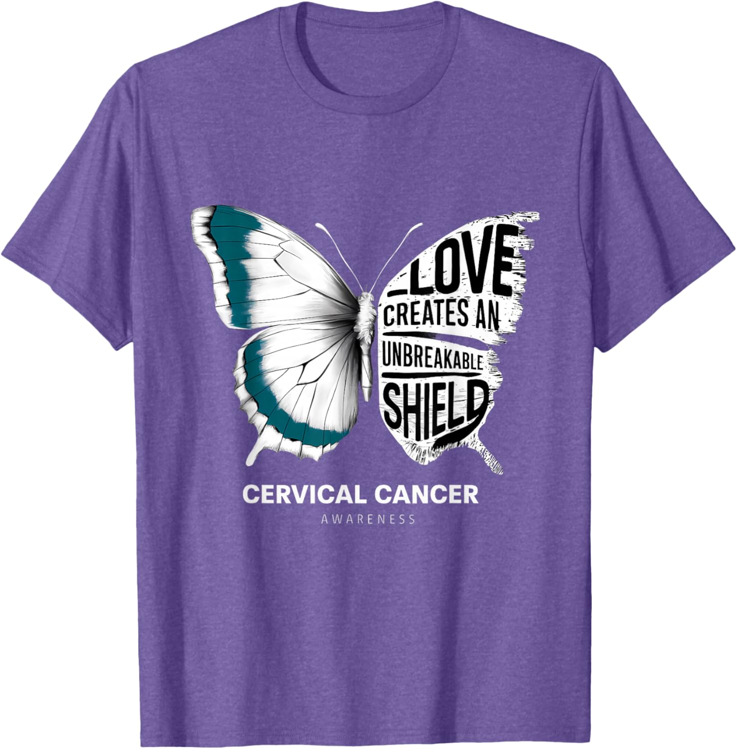 Cervical Cancer Awareness Teal Ribbon Unbreakable Shield T-Shirt - 15