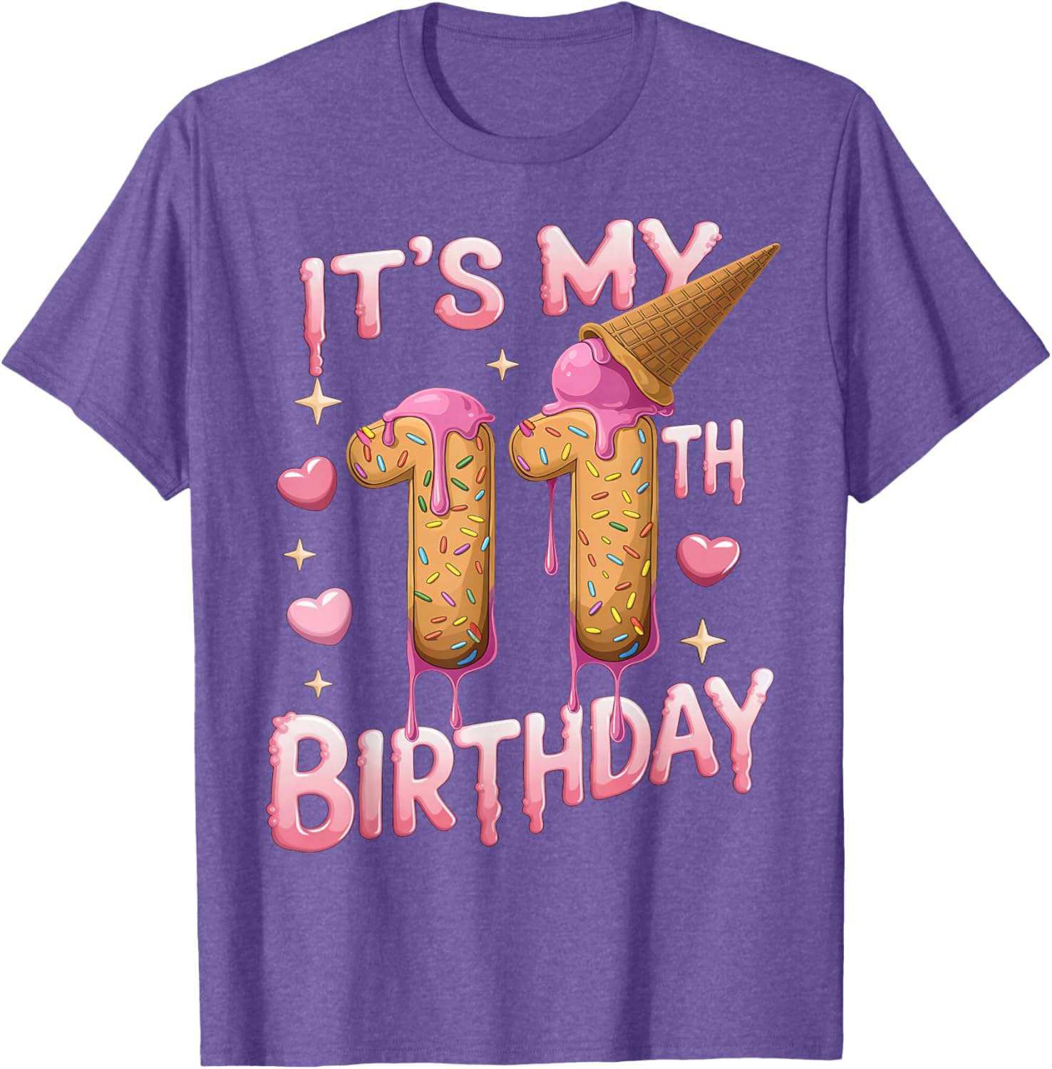 Cute Ice Cream 11th Birthday Shirt for Girls - Perfect Birthday Gift T-Shirt - 22