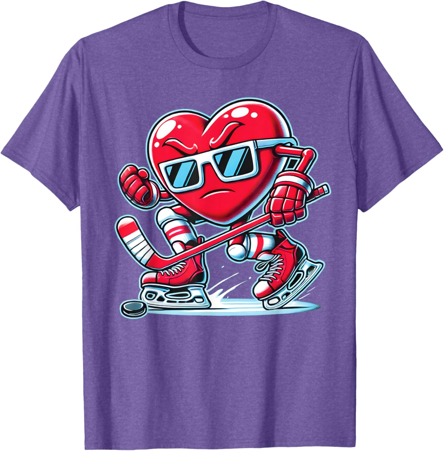 Cute Heart Ice Hockey T-Shirt for Valentine's Day - Men, Women, Boys - 14