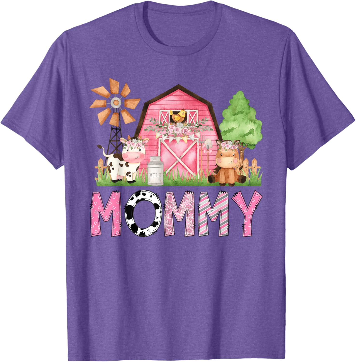 Cute Mommy Pink Farm Animal Birthday Matching Family T-Shirt for Kids - 15