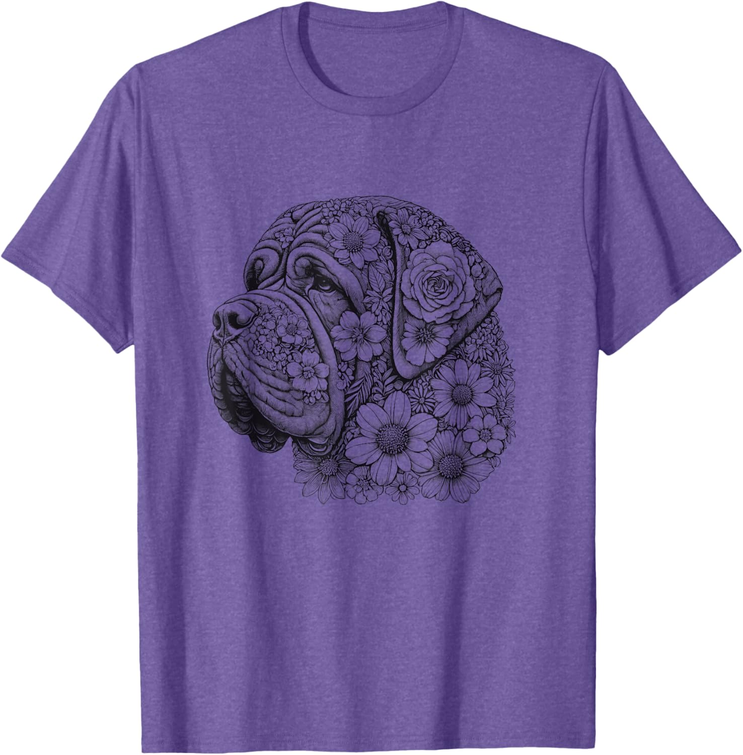 Floral English Mastiff T-Shirt for Girls and Women - Cute Dog Design - 2