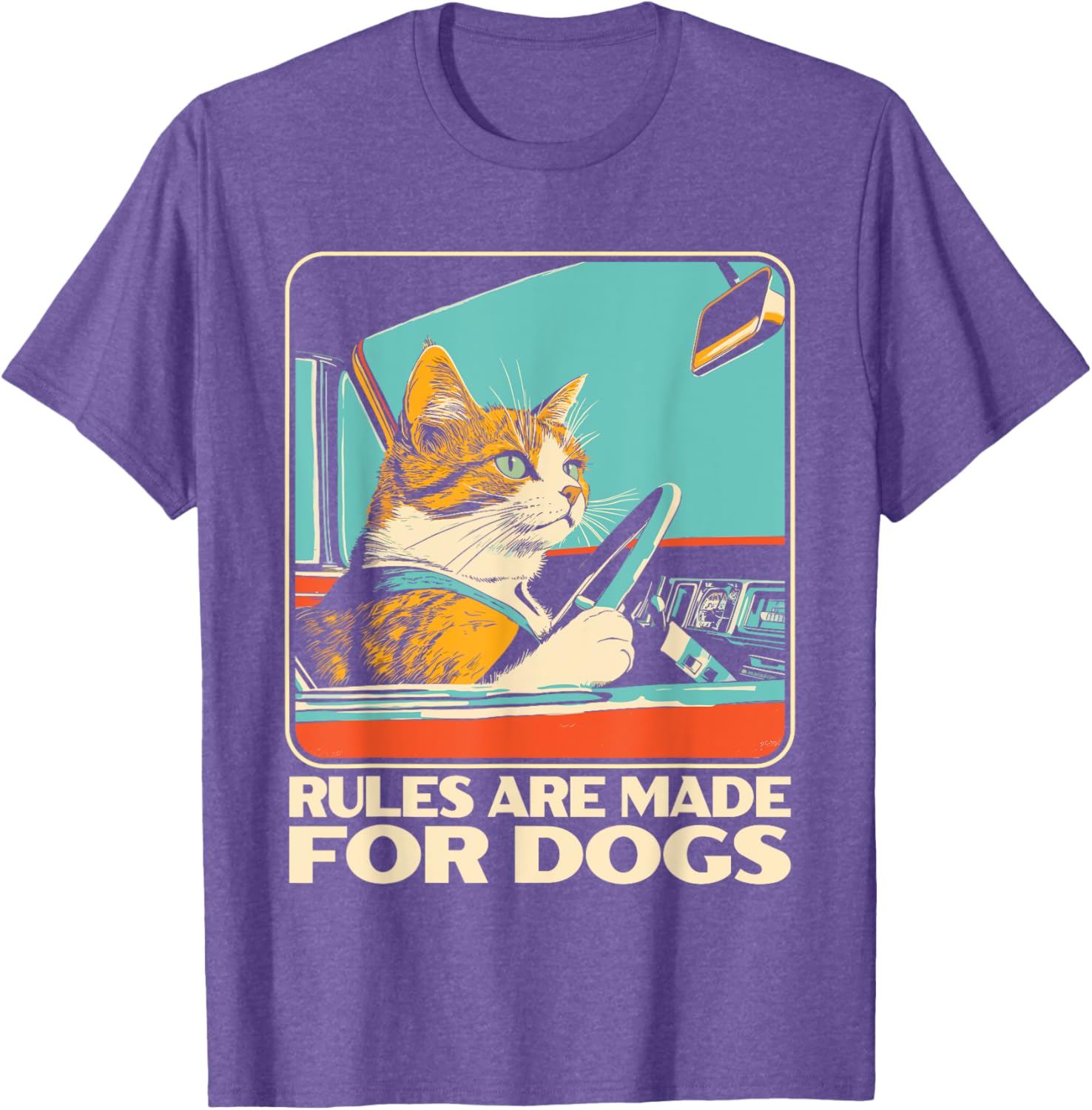 Funny Cat Lover T-Shirt - Rules Are Made for Dogs Cat Design Tee - 5