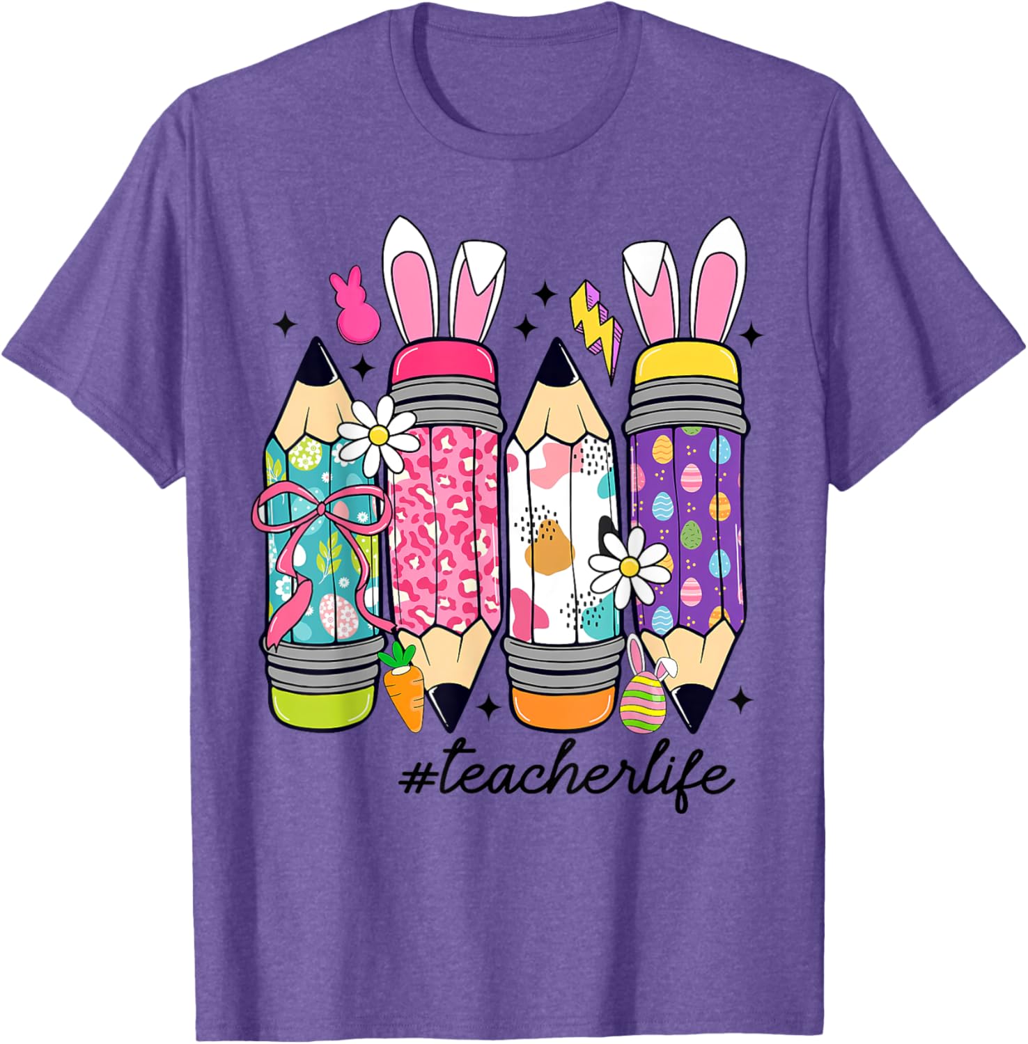 Coquette Bow Easter Bunny Teacher Life T-Shirt for Fun Classroom Style - 15