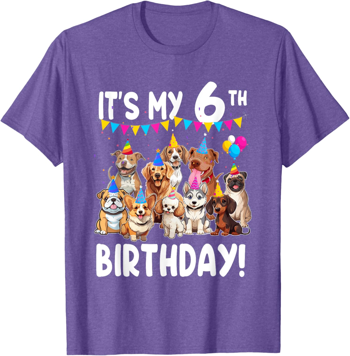 Cute Dogs Lover 6th Birthday T-Shirt for Kids - Fun Birthday Gift! - 7