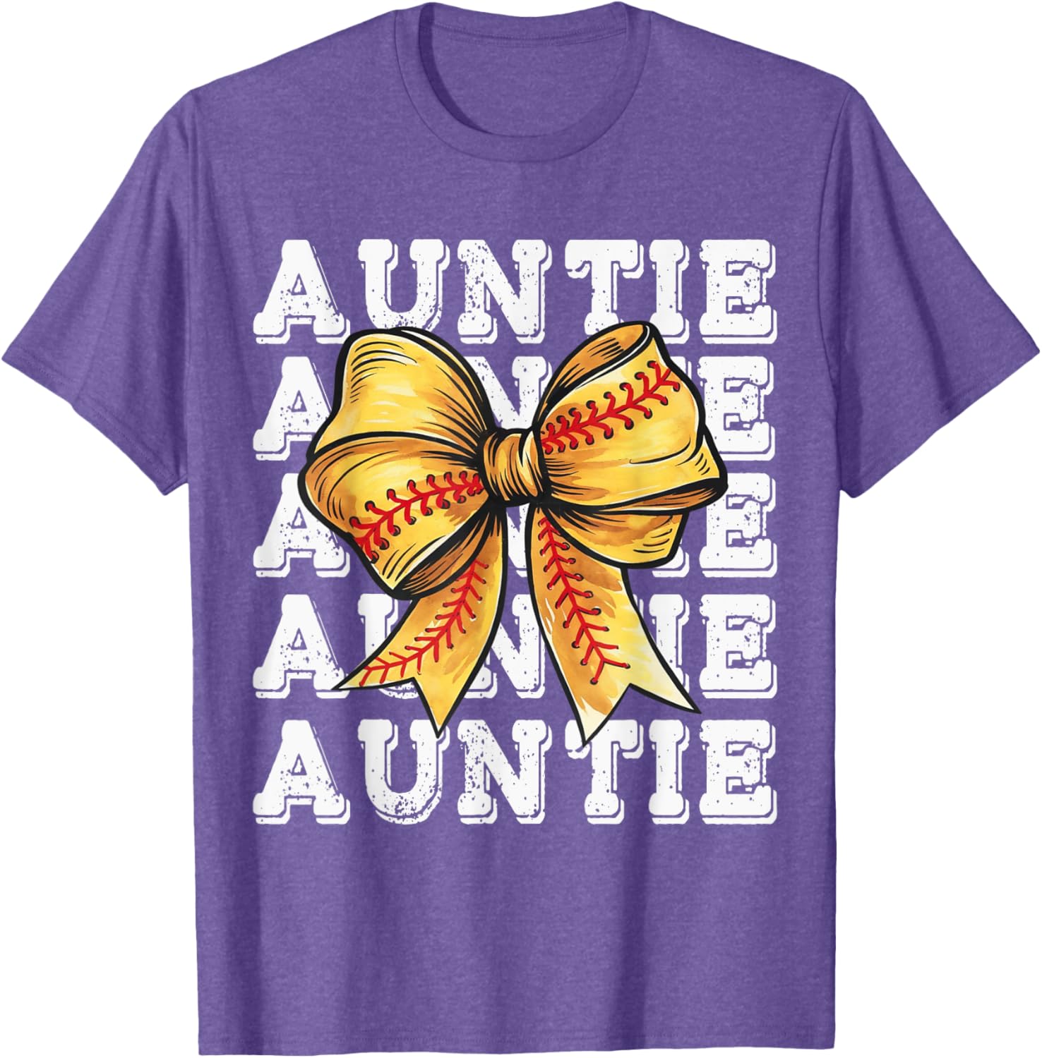 Coquette Softball Auntie Matching Family Bow T-Shirt for Fun Moments - 11