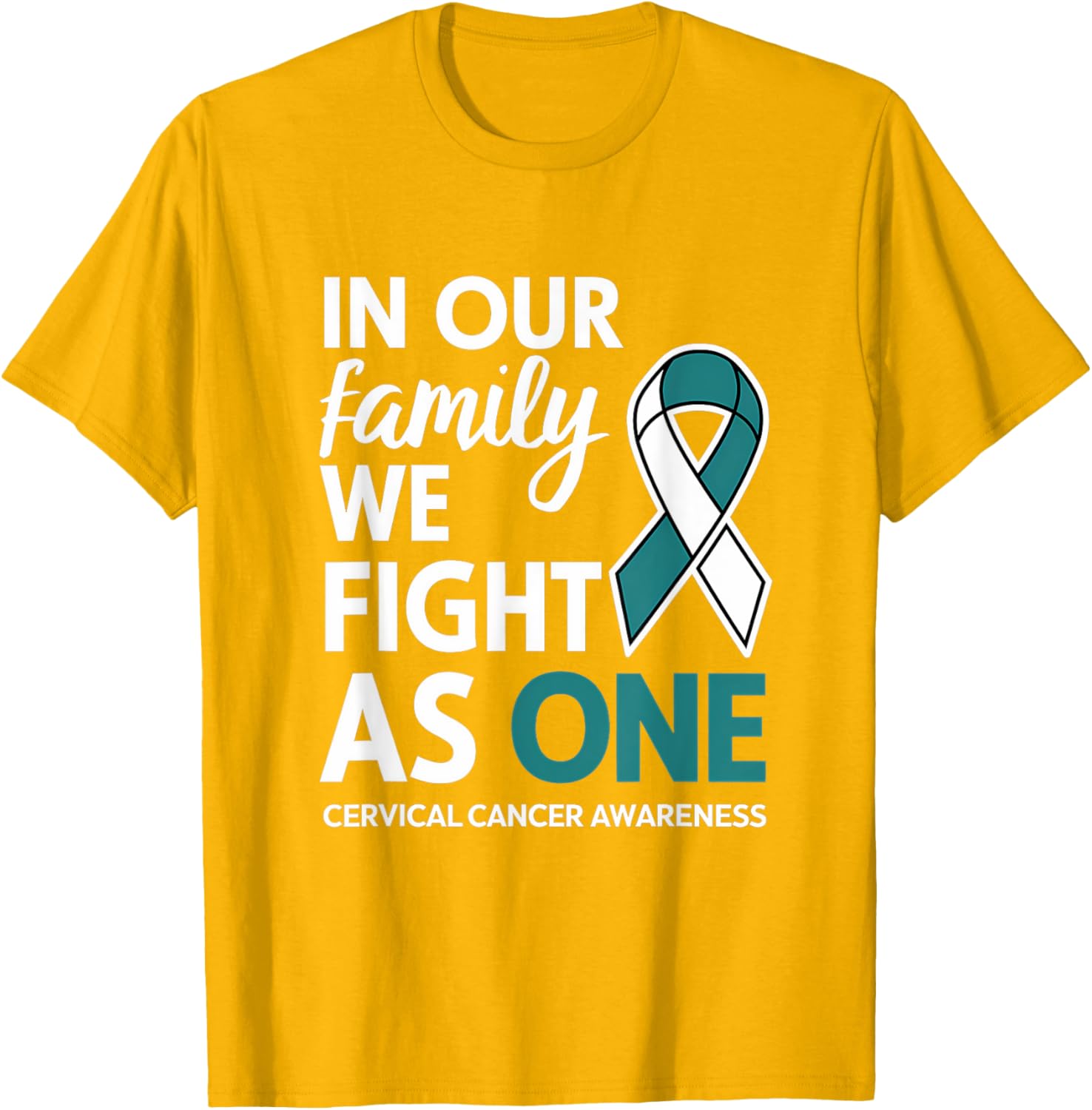 Cervical Cancer Awareness Teal Ribbon Family T-Shirt for Hope and Unity - 11