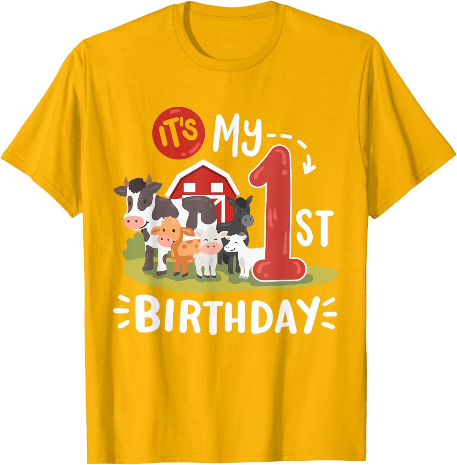 Farm Animals 1st Birthday Party T-Shirt for Kids Fun and Cute Design - 17