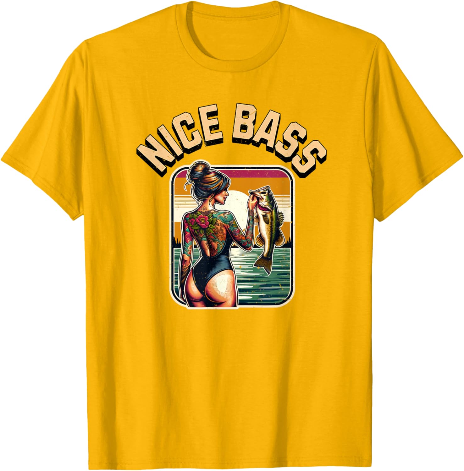 Cute Bass Fishing Woman in Bikini T-Shirt for Outdoor Enthusiasts - 1