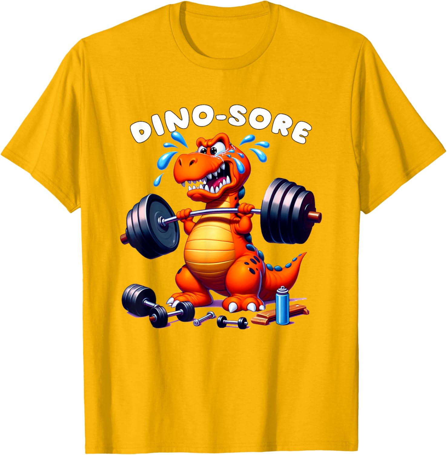 Dino Sore Gym T-Shirt for Fitness Lovers - Fun Lifting Weights Design - 16