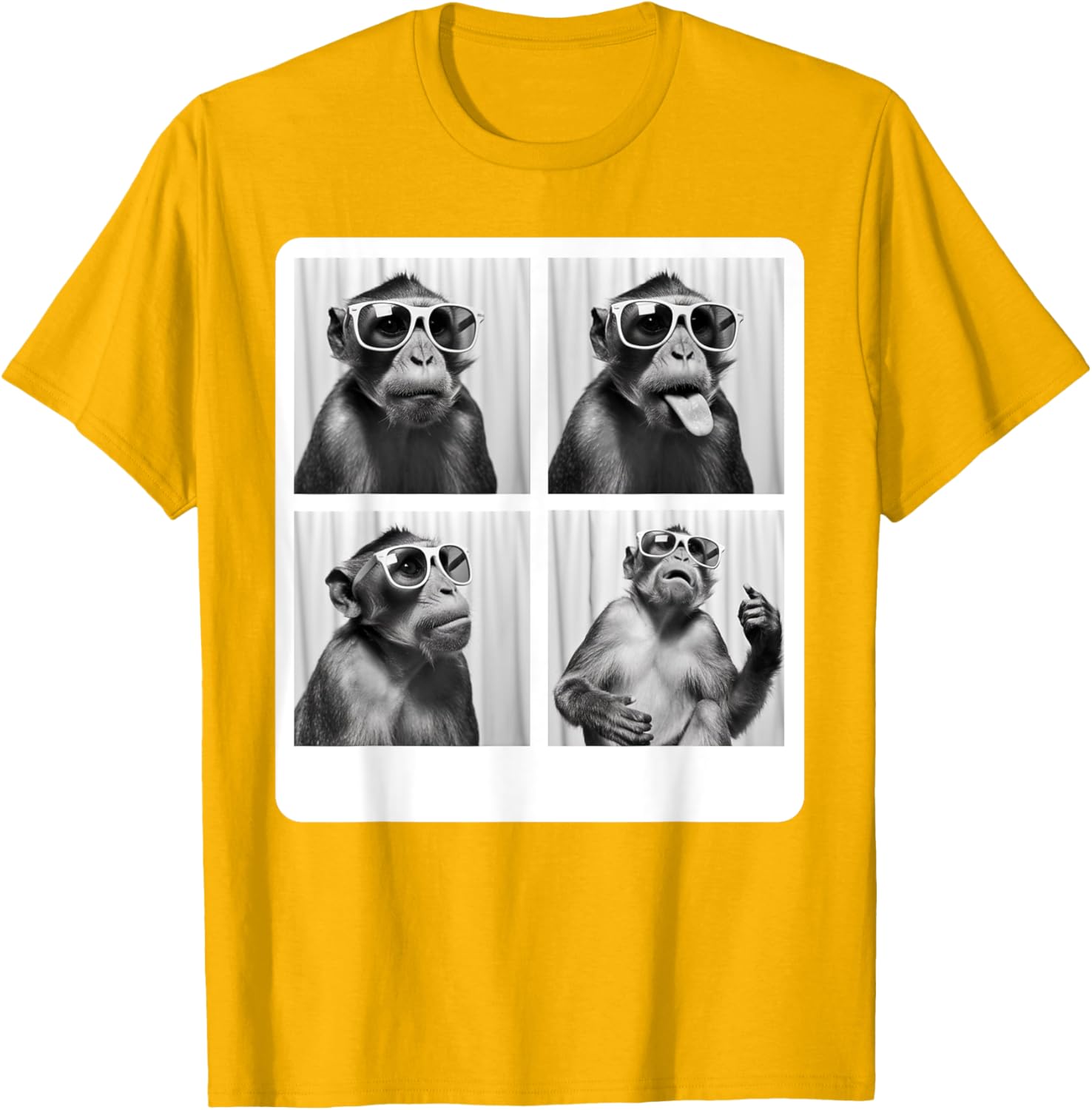 Funny Monkey Photo Booth T-Shirt with Sunglasses for Animal Lovers - 22